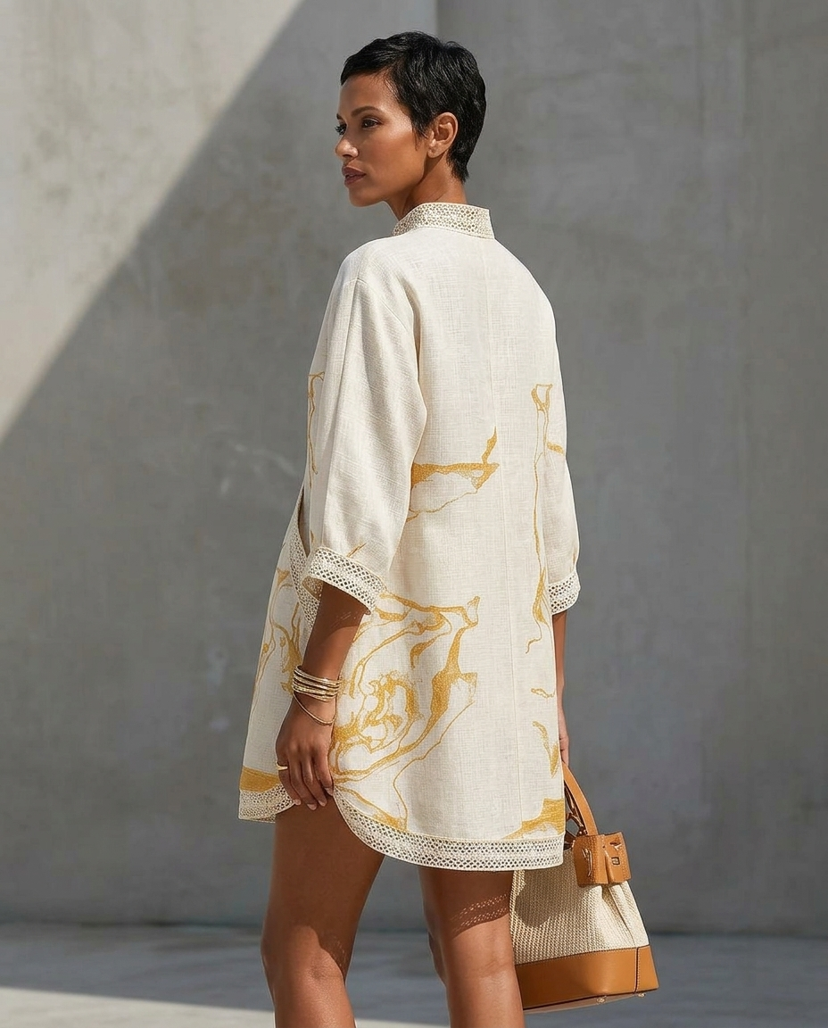 Camille | Artful V-Neck Mini Dress