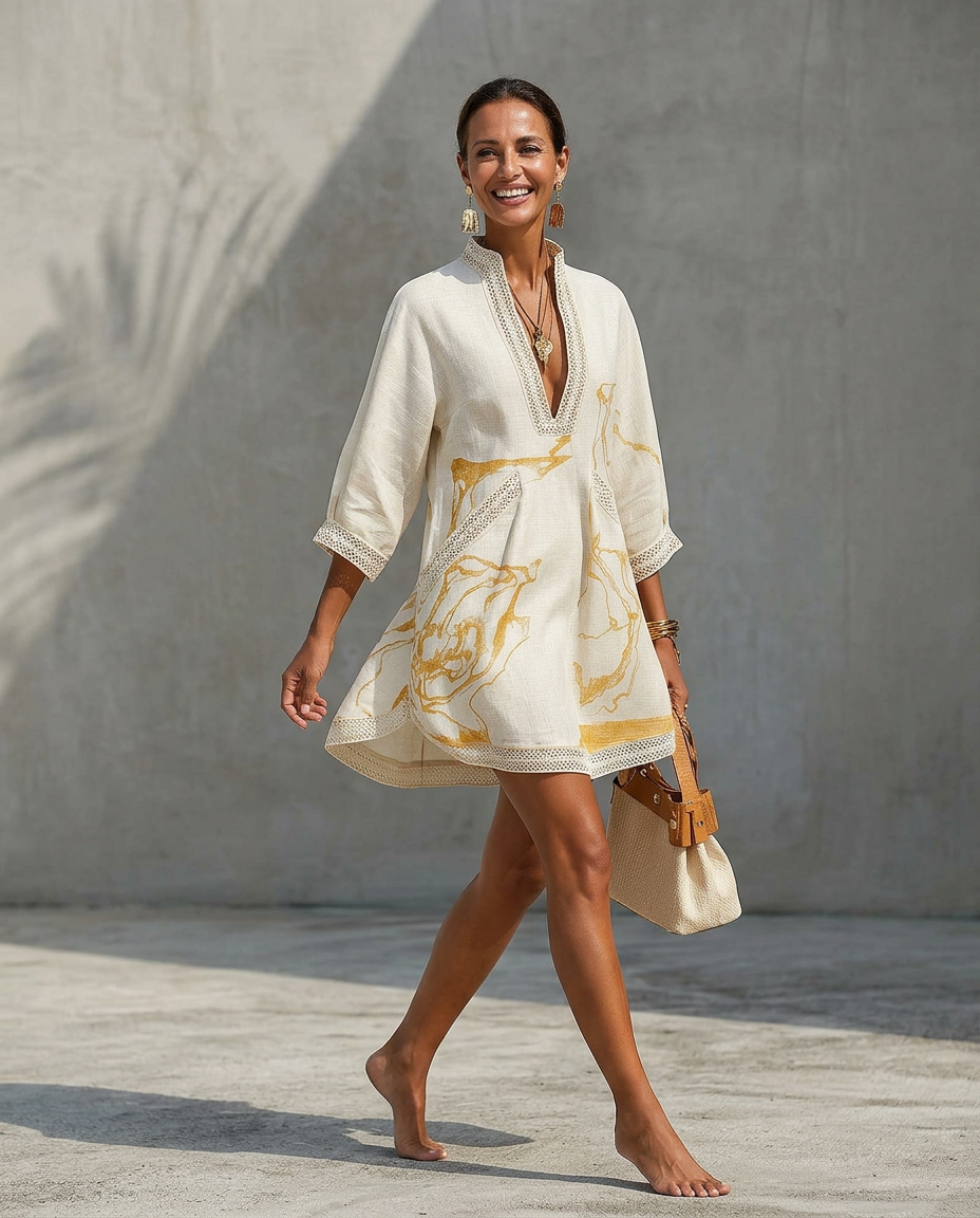 Camille | Artful V-Neck Mini Dress