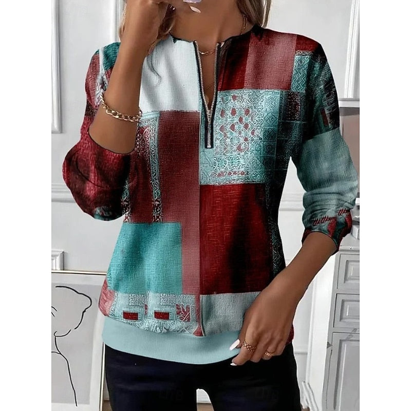 Marjorie | Colour Block Quarter-Zip Sweatshirt