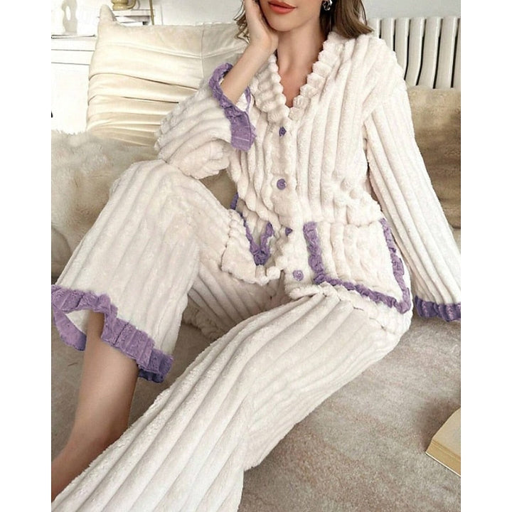 Whitney | Cozy Ruffle-Trim Two-Piece Set