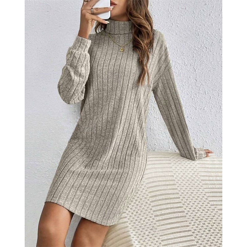 Bianca | Ribbed High-Neck Sweater Dress