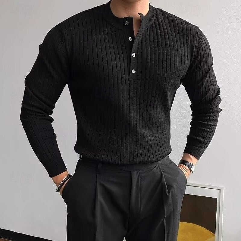 Quentin | Ribbed Henley Sweater