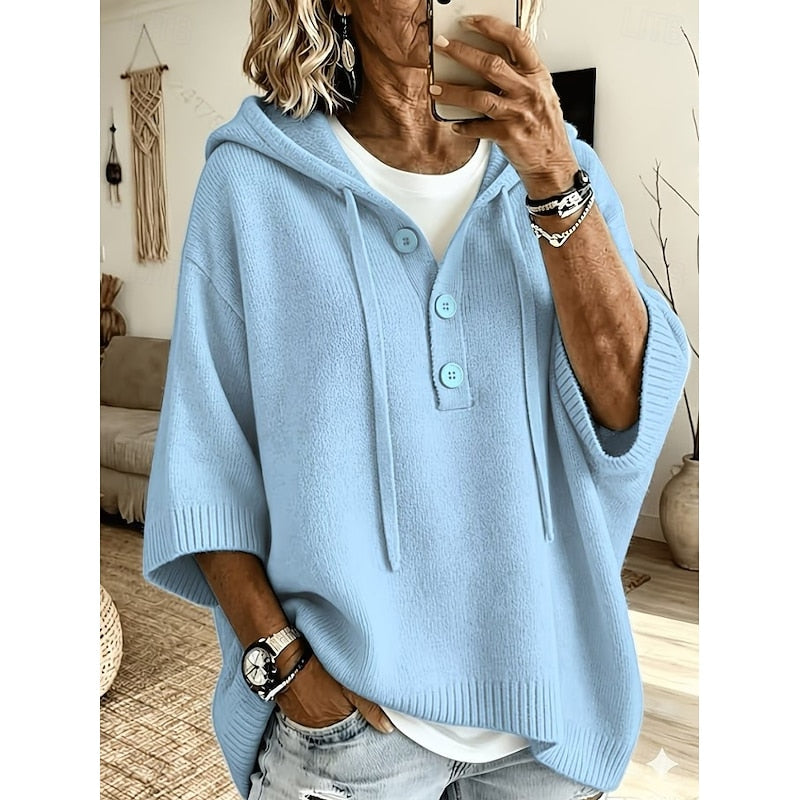 Juliana | Relaxed Hooded Button Sweater
