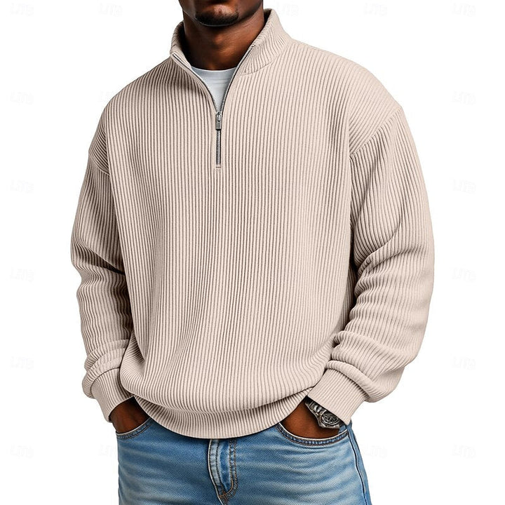 Gareth | Ribbed Quarter-Zip Pullover