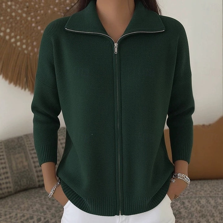 Lorelei | Zip-Front Collared Cardigan
