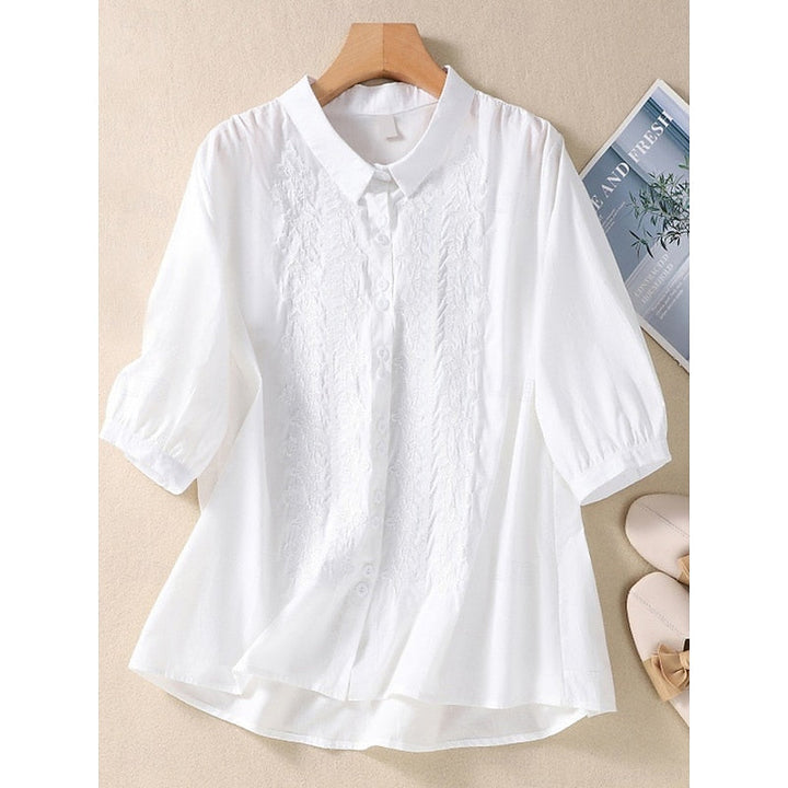 Katherine | Embroidered Peter Pan Collar Blouse