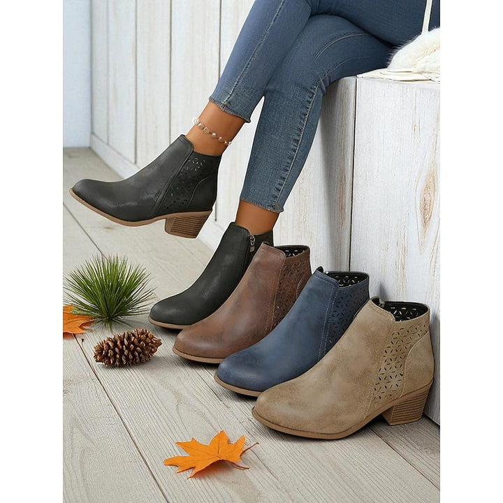 Cassandra | Cutout Block-Heel Ankle Boots