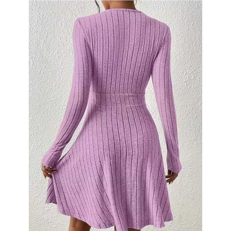 Annette | Wrap-Front A-Line Sweater Dress
