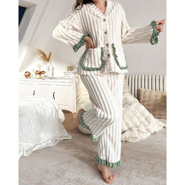 Whitney | Cozy Ruffle-Trim Two-Piece Set