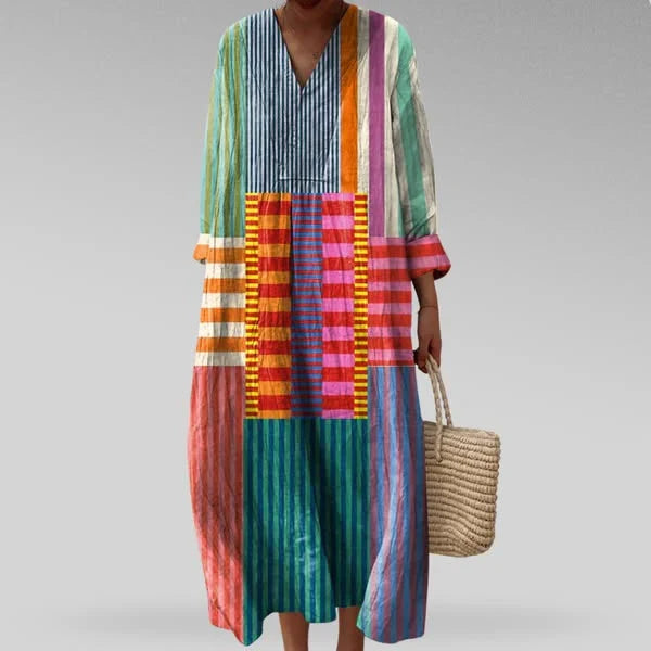 Amillia | Stylish Geometric V-Neck Dress