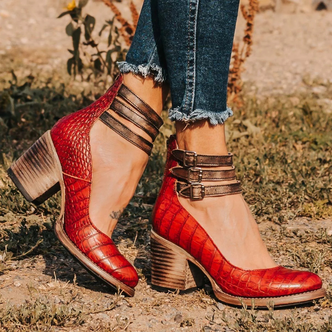 Victoria | Vintage Buckle Heel Ankle Boots