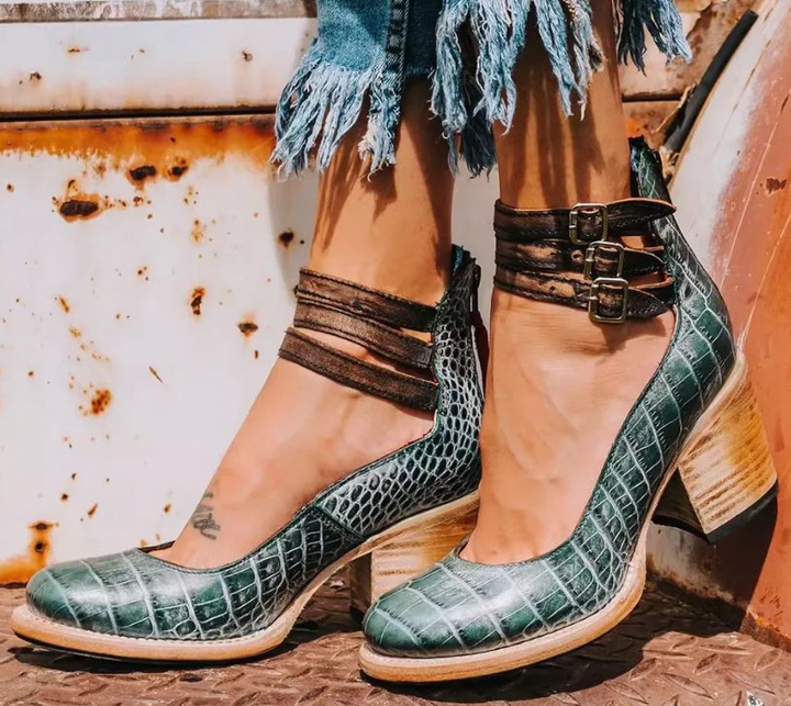 Victoria | Vintage Buckle Heel Ankle Boots
