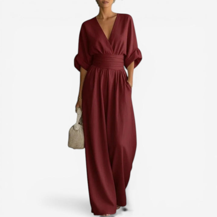 Jessica | Elegant Wide Sleeve V-Neck Jumpsuit