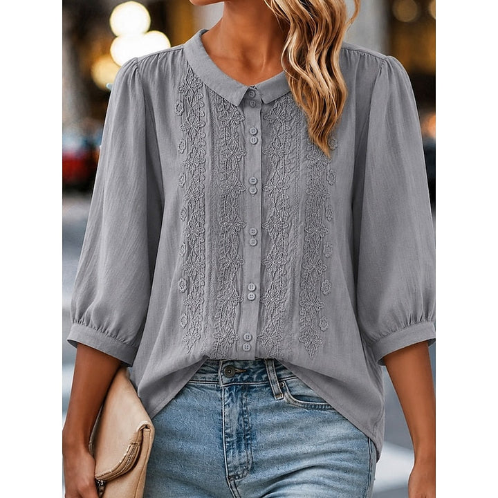 Katherine | Embroidered Peter Pan Collar Blouse