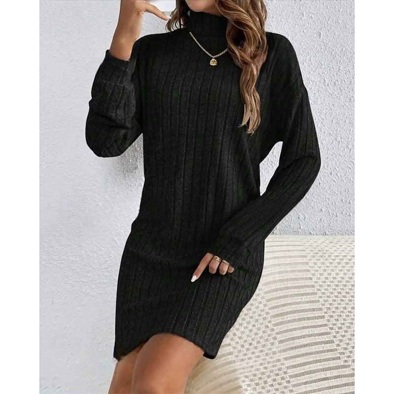 Bianca | Ribbed High-Neck Sweater Dress