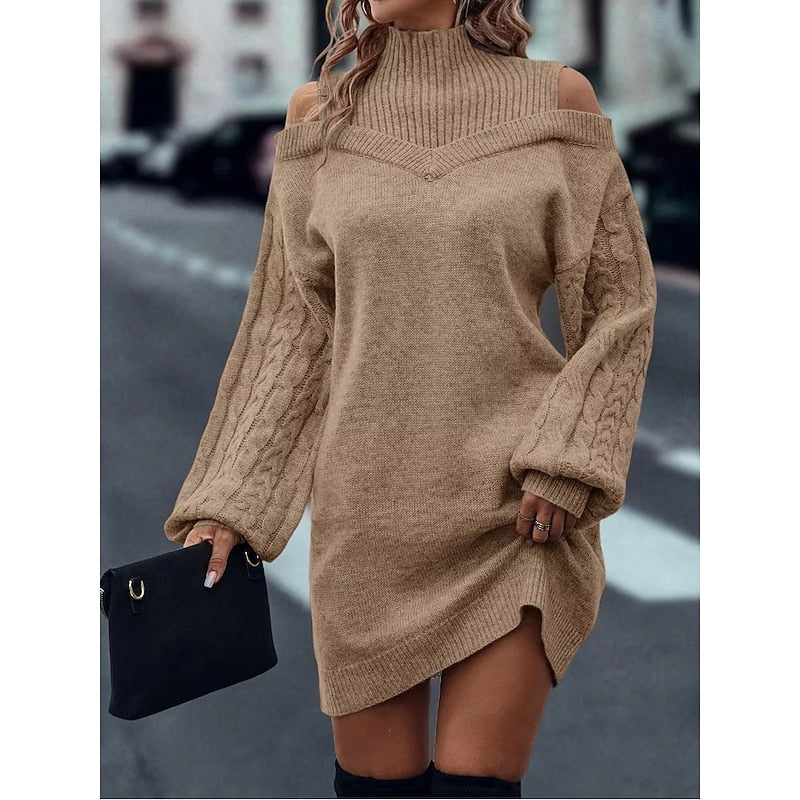 Thalia | Cold-Shoulder Turtleneck Sweater Dress