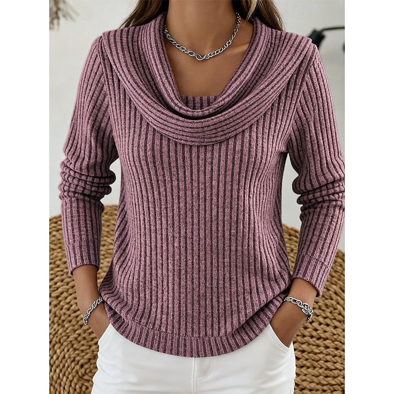 Imogen | Cowl Neck Ribbed Sweater