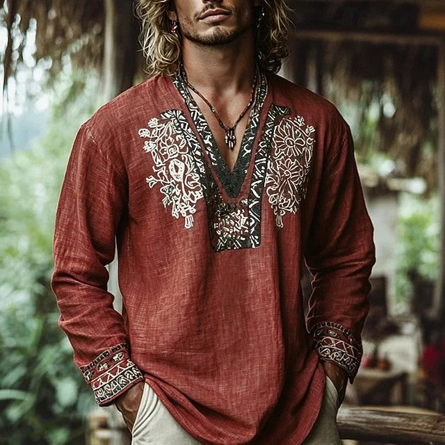 Julian | Embroidered V-Neck Tunic Shirt
