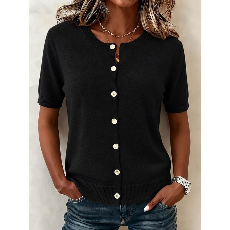 Tamsin | Button-Front Short-Sleeve Top