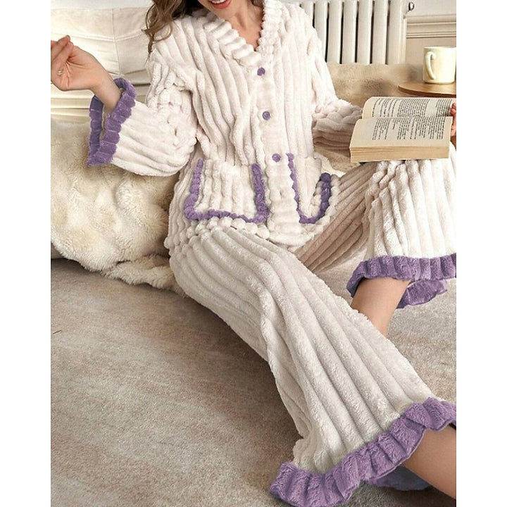Whitney | Cozy Ruffle-Trim Two-Piece Set