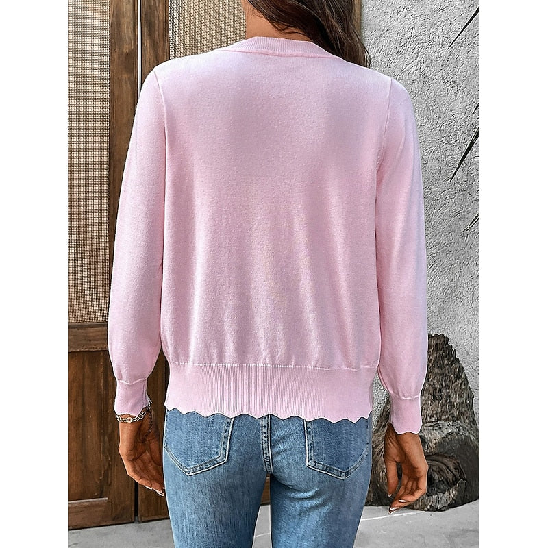 Sloane | Scalloped-Edge Button Cardigan