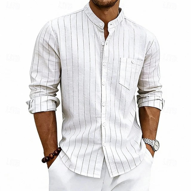 Julian | Textured Band Collar Shirt