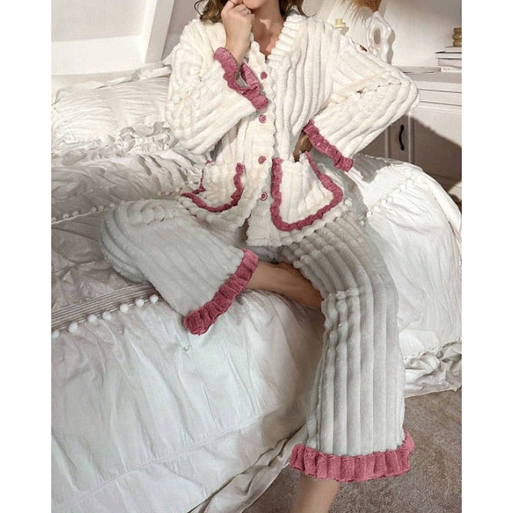 Whitney | Cozy Ruffle-Trim Two-Piece Set
