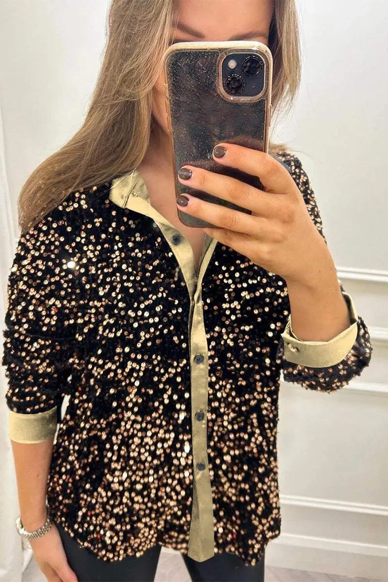 Claudine | Elegant Shimmer Collared Shirt