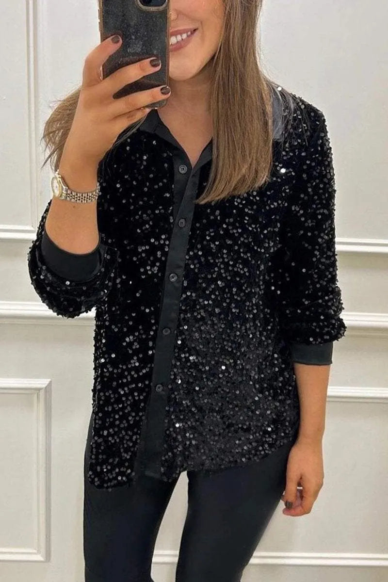 Claudine | Elegant Shimmer Collared Shirt