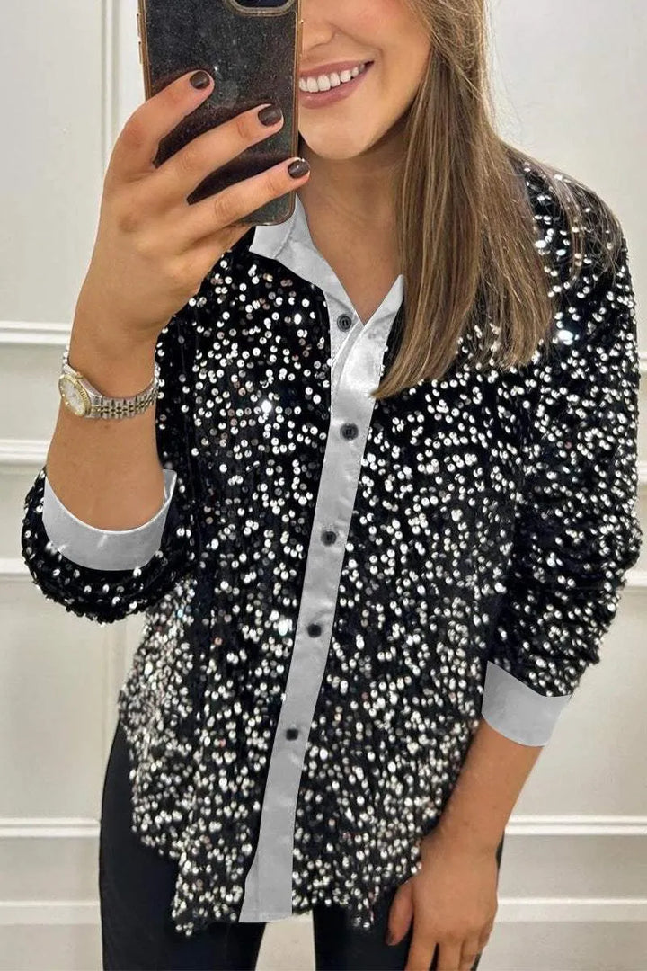 Claudine | Elegant Shimmer Collared Shirt