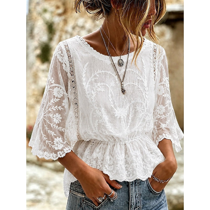Annette | Embroidered Peplum Blouse