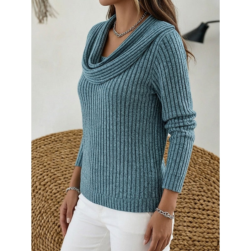 Imogen | Cowl Neck Ribbed Sweater