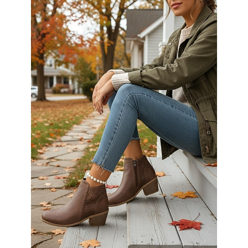 Cassandra | Cutout Block-Heel Ankle Boots