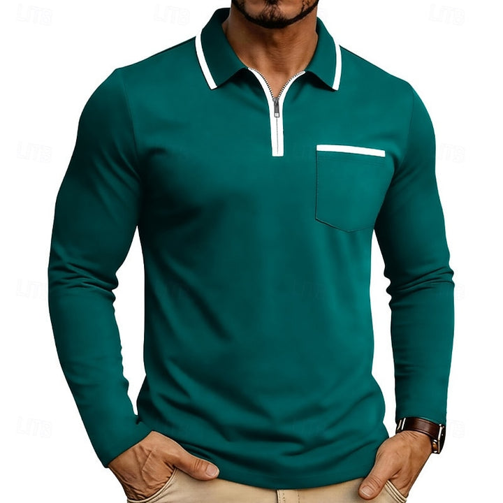 Sheldon | Quarter-Zip Long Sleeve Polo Shirt