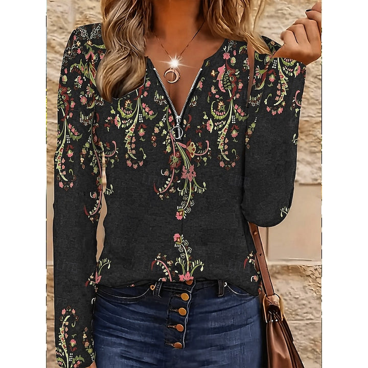Ingrid | Bohemian Quarter-Zip Top