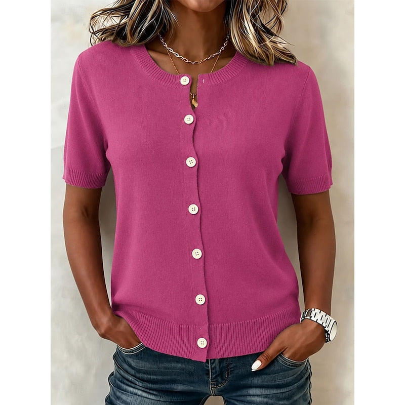 Tamsin | Button-Front Short-Sleeve Top