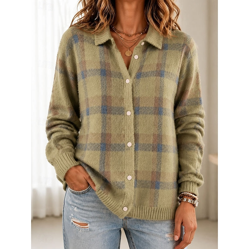 Gemma | Checked Button-Front Cardigan