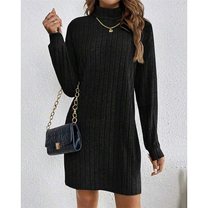 Bianca | Ribbed High-Neck Sweater Dress