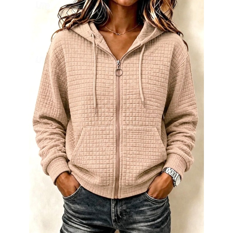 Colleen | Textured Zip-Up Hoodie