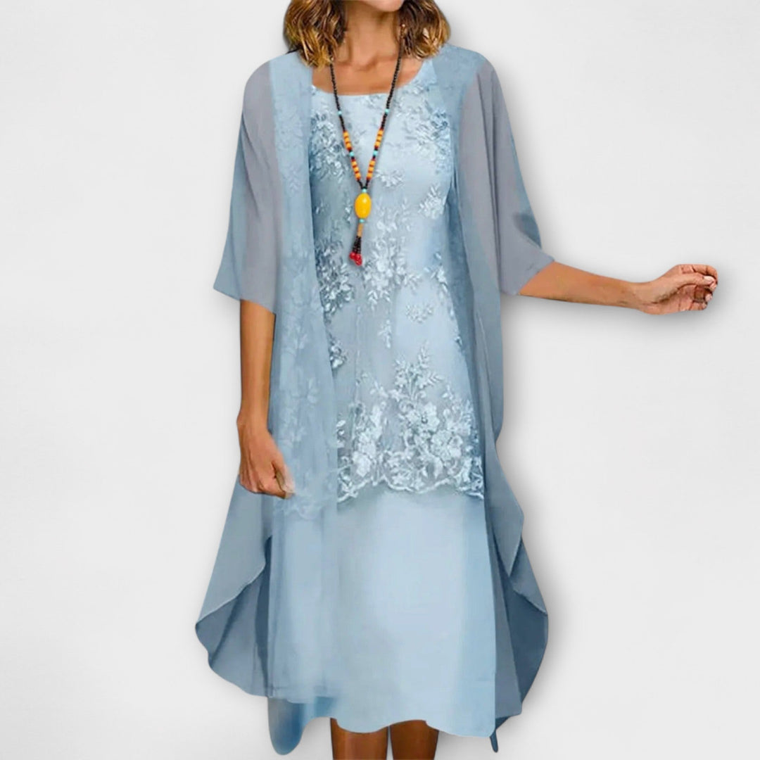 Amelia | Elegant Floral Wide Sleeve Dress