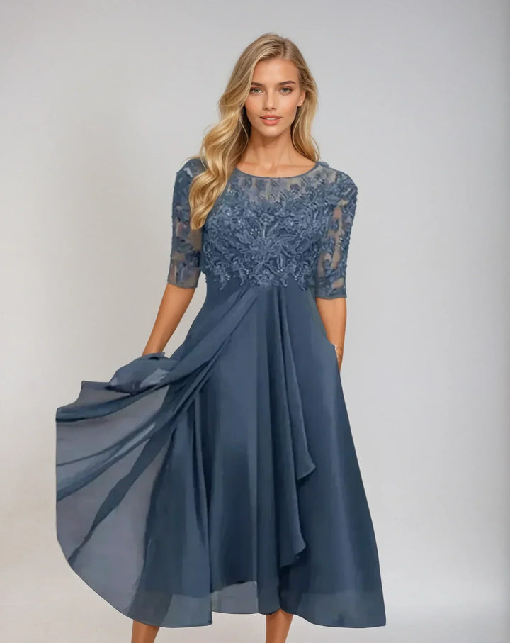 Haisley | Elegant Floral Sleeve Midi Dress