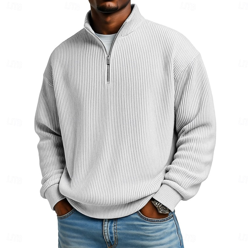 Gareth | Ribbed Quarter-Zip Pullover