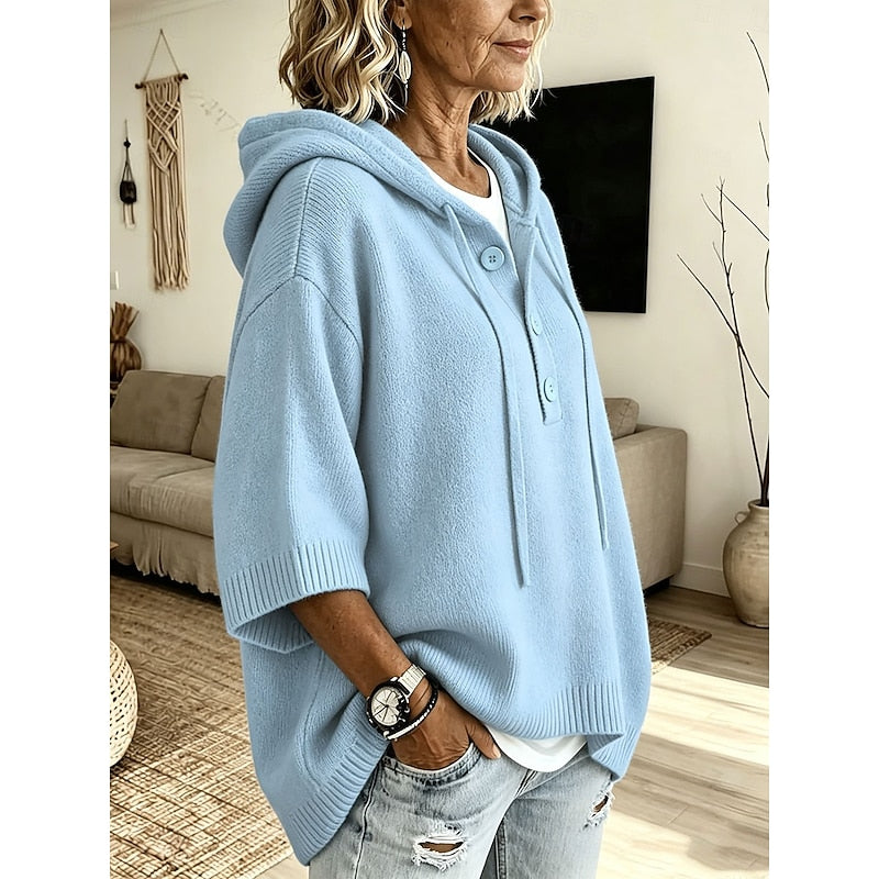 Camryn | Relaxed Hooded Button Sweater