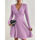 Annette | Wrap-Front A-Line Sweater Dress