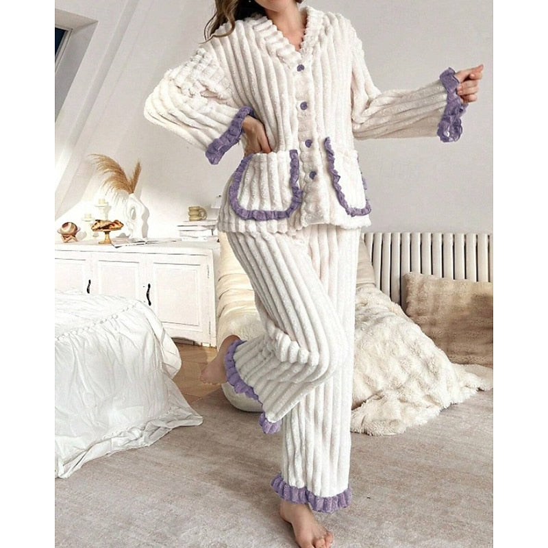 Whitney | Cozy Ruffle-Trim Two-Piece Set