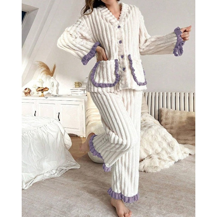 Whitney | Cozy Ruffle-Trim Two-Piece Set