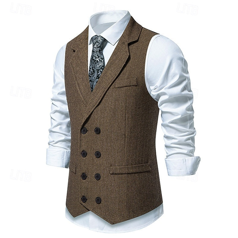Rupert | Double-Breasted Herringbone Vest