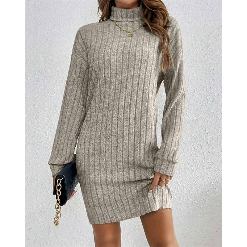 Bianca | Ribbed High-Neck Sweater Dress