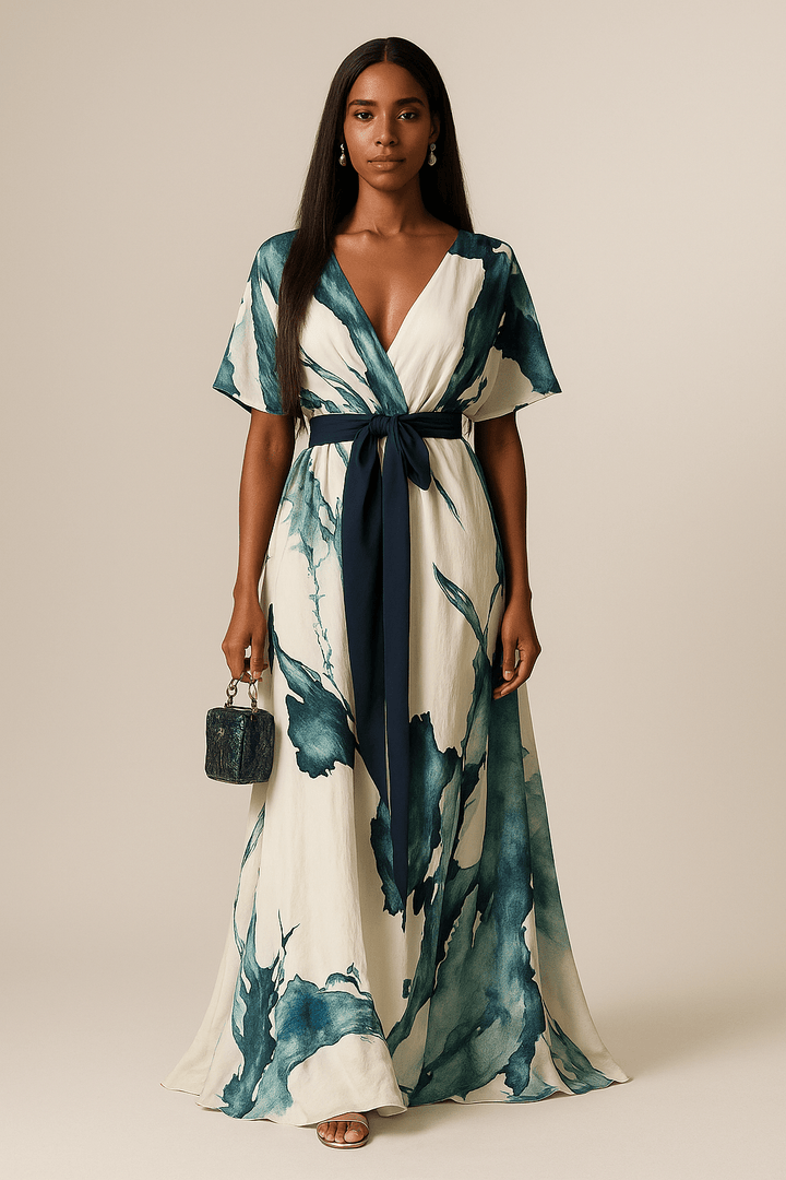 Althea | Watercolor Print Long Dress