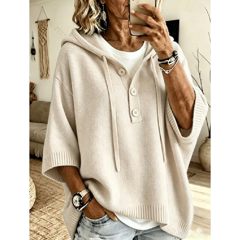 Juliana | Relaxed Hooded Button Sweater